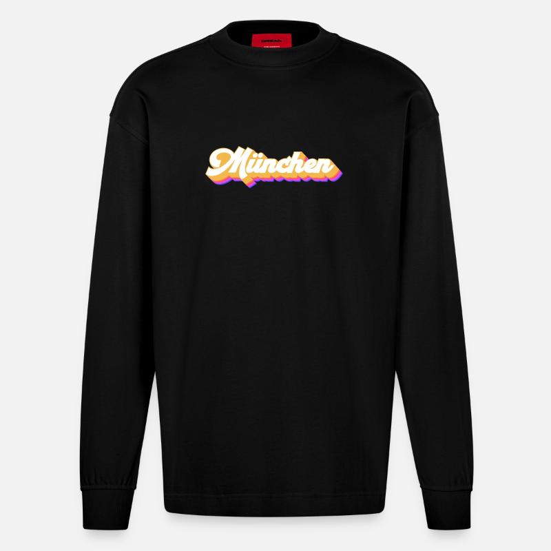 Münchnerin Münchner München - Heavyweight Oversized Organic Langarmshirt Made in EU - SOLID BLACK