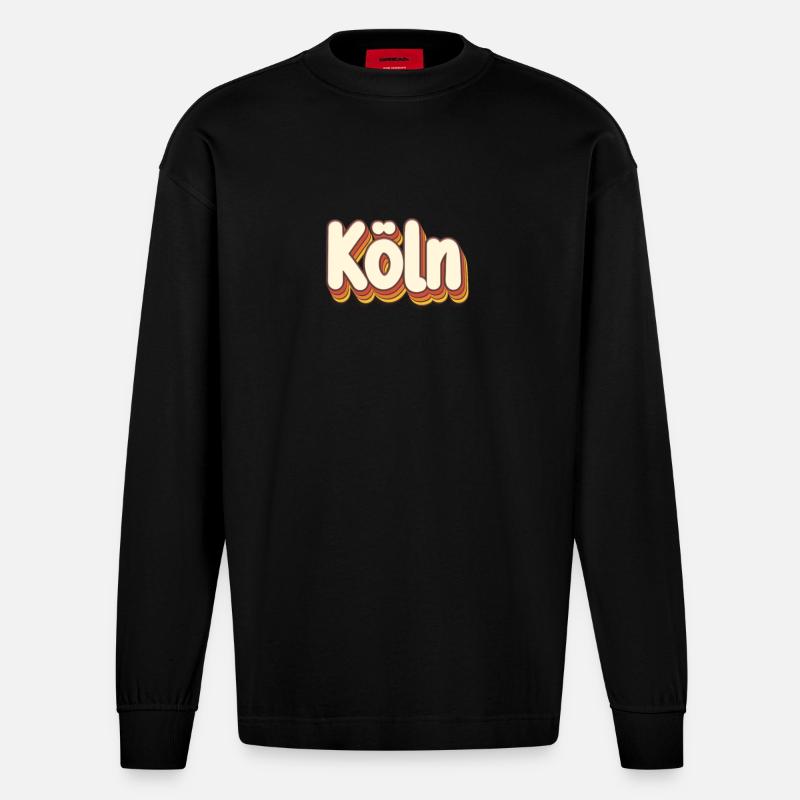 Kölnerin Kölner Köln - Heavyweight Oversized Organic Langarmshirt Made in EU - SOLID BLACK