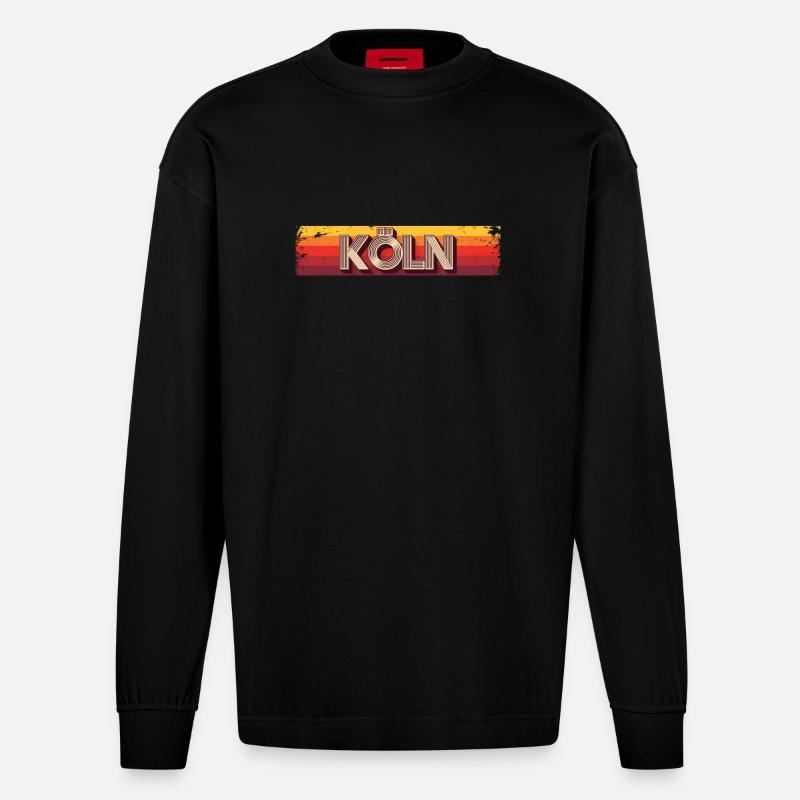Kölnerin Kölner Köln - Heavyweight Oversized Organic Langarmshirt Made in EU - SOLID BLACK