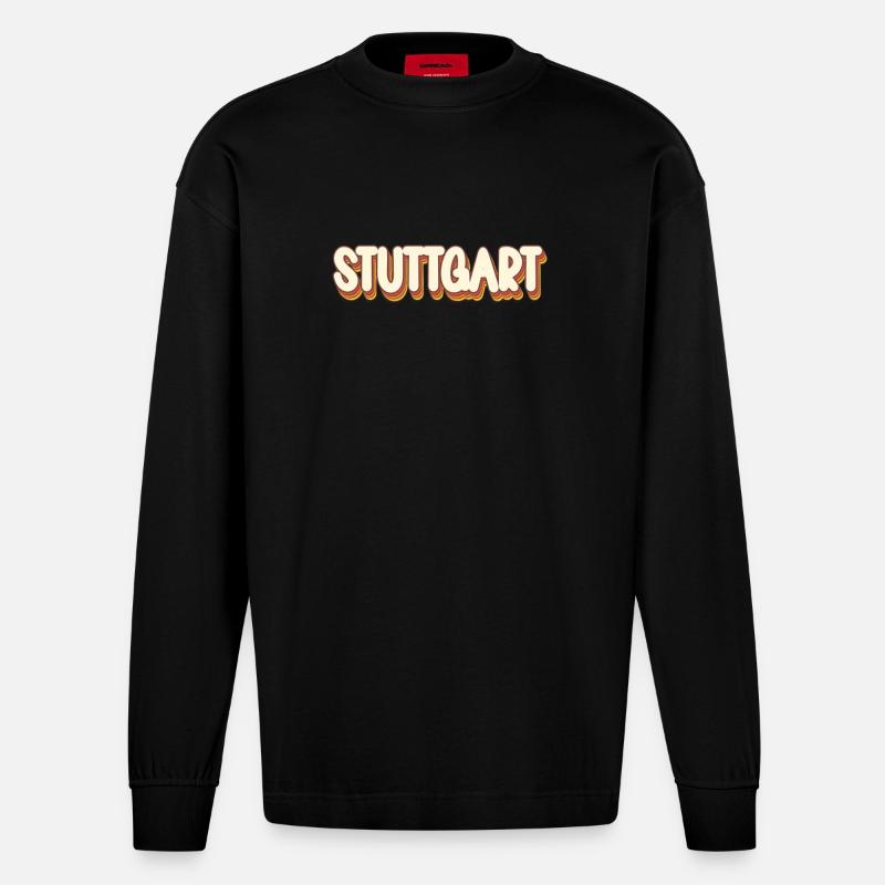 Stuttgarterin Stuttgarterer Stuttgarter - Manches longues bio épais oversize fabriqué en UE - SOLID BLACK