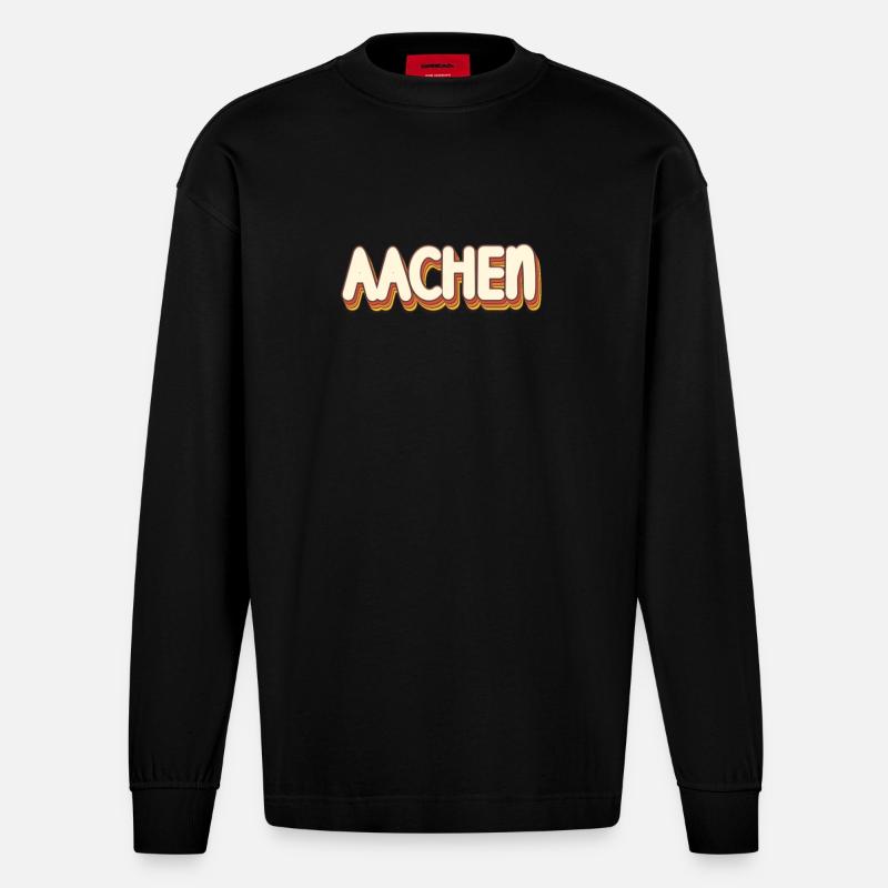 Aachenerin Aachener Aachen - Heavyweight Oversized Organic Langarmshirt Made in EU - SOLID BLACK