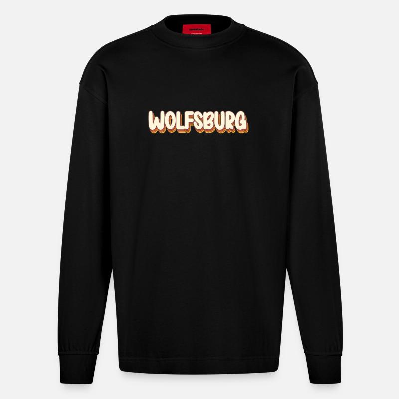 Wolfsburgerin Wolfsburger Wolfsburg - Heavyweight Oversized Organic Langarmshirt Made in EU - SOLID BLACK