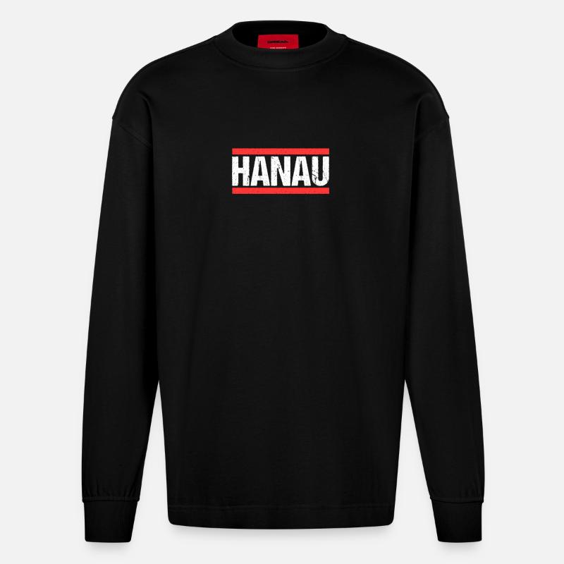 Hanauerin Hanauer Hanau - Heavyweight Oversized Organic Langarmshirt Made in EU - SOLID BLACK