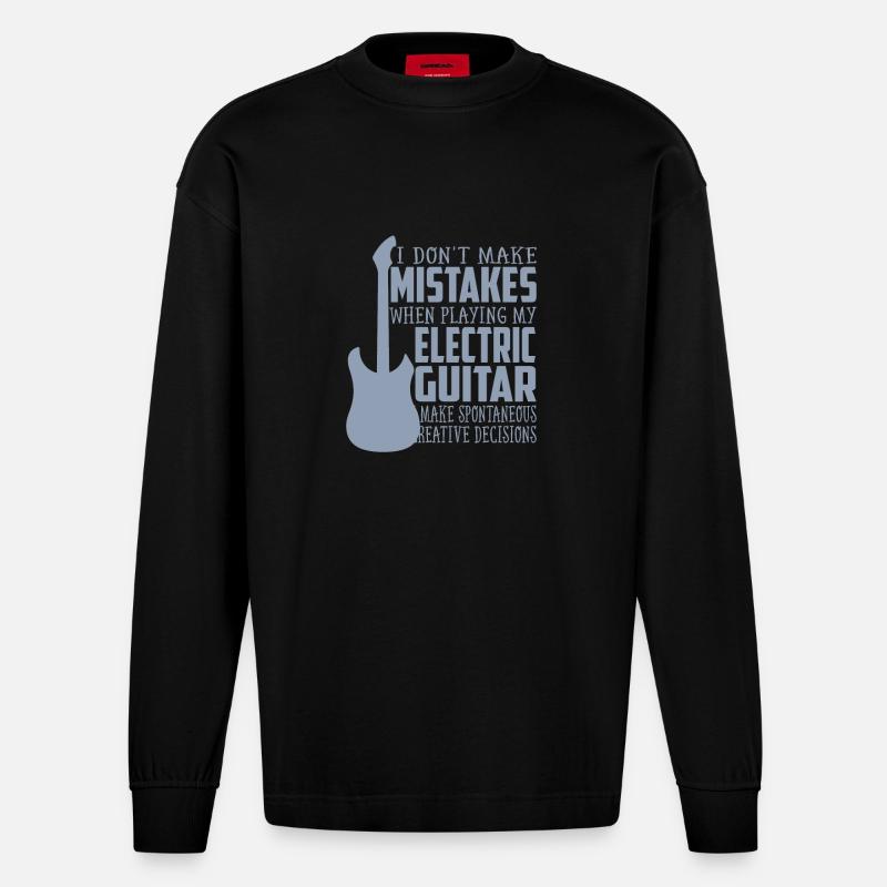 Vater mit E-Gitarre - Heavyweight Oversized Organic Langarmshirt Made in EU - SOLID BLACK