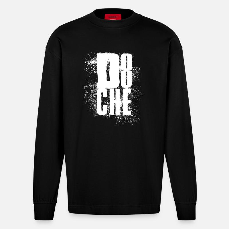 douchebag - Warmduscher - Heavyweight Oversized Organic Langarmshirt Made in EU - SOLID BLACK