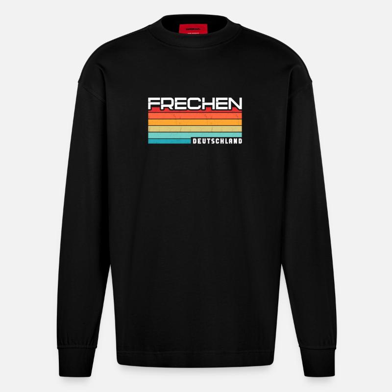 Frechenerin Frechener Frechen - Manches longues bio épais oversize fabriqué en UE - SOLID BLACK