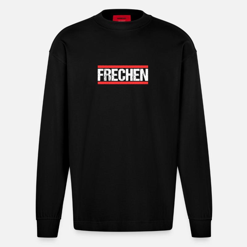 Frechenerin Frechener Frechen - Heavyweight Oversized Organic Langarmshirt Made in EU - SOLID BLACK