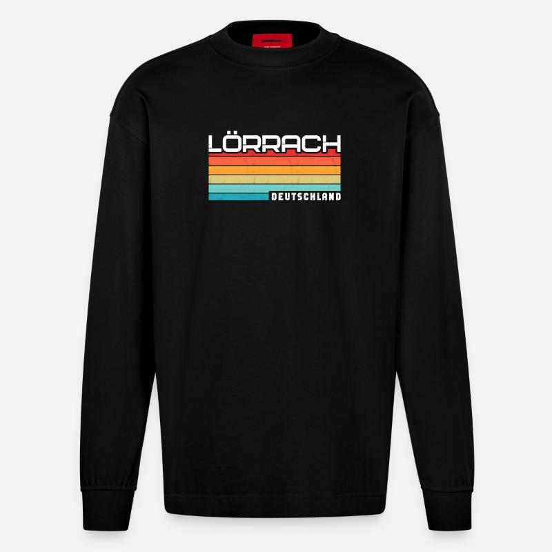 Lörracherin Lörracher Lörrach - Heavyweight Oversized Organic Langarmshirt Made in EU - SOLID BLACK