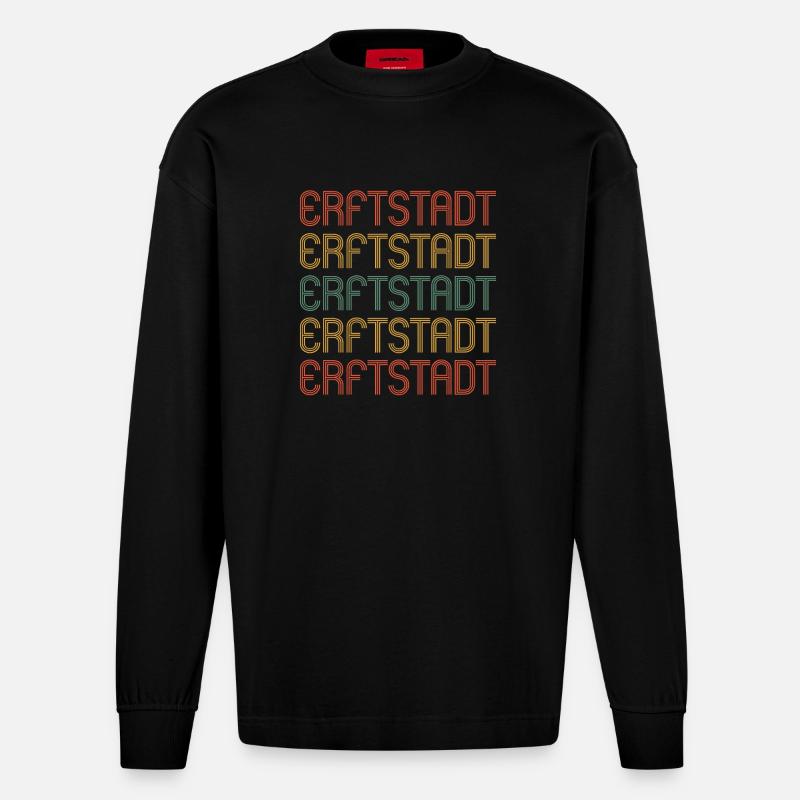 Erftstadterin Erftstadter Erftstadt - Manches longues bio épais oversize fabriqué en UE - SOLID BLACK