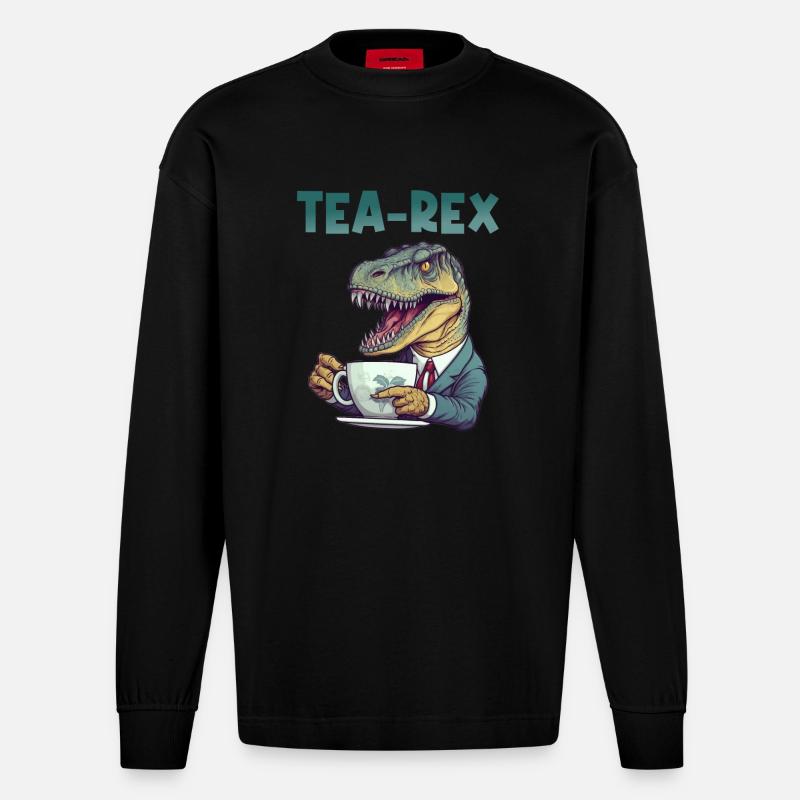 Teeliebhaber Tee Teetrinkerin Teetrinker - Heavyweight Oversized Organic Langarmshirt Made in EU - SOLID BLACK