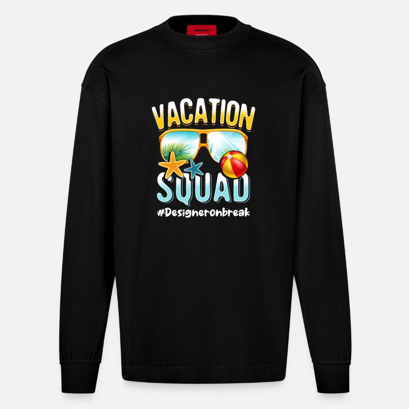 Designer Vacation Squad #Designeronbreak - Manches longues bio épais oversize fabriqué en UE - SOLID BLACK