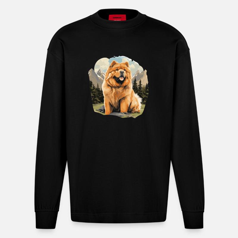 Chow Chow pour chien - Manches longues bio épais oversize fabriqué en UE - SOLID BLACK