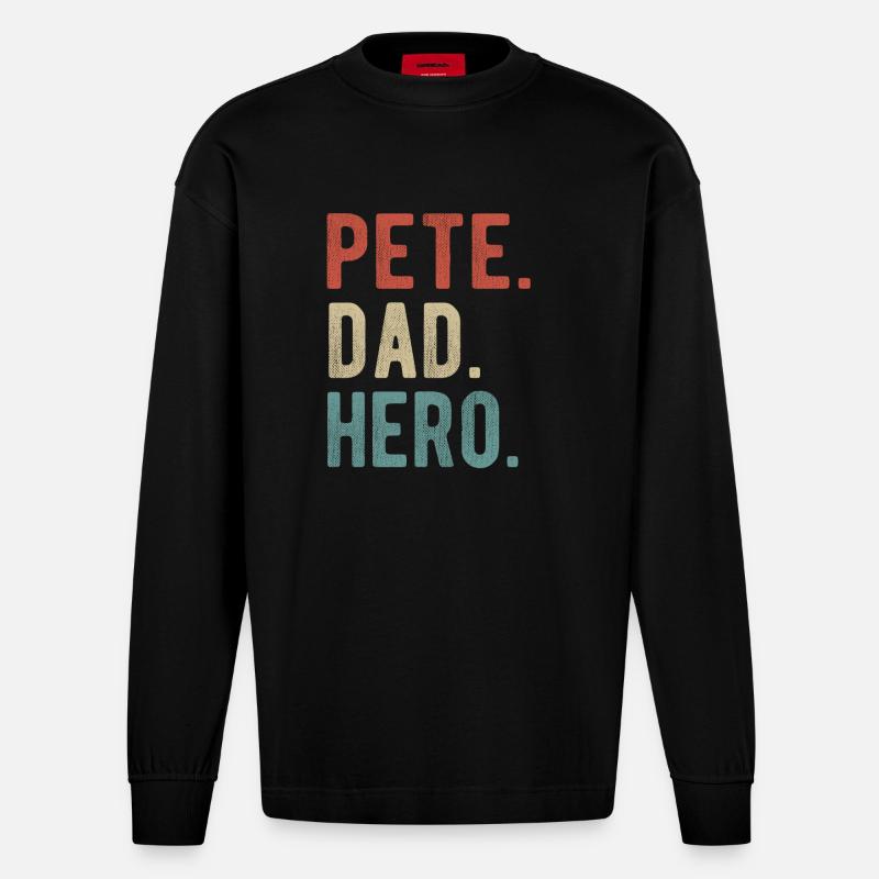 Pete Dad Held - Heavyweight Oversized Organic Langarmshirt Made in EU - SOLID BLACK