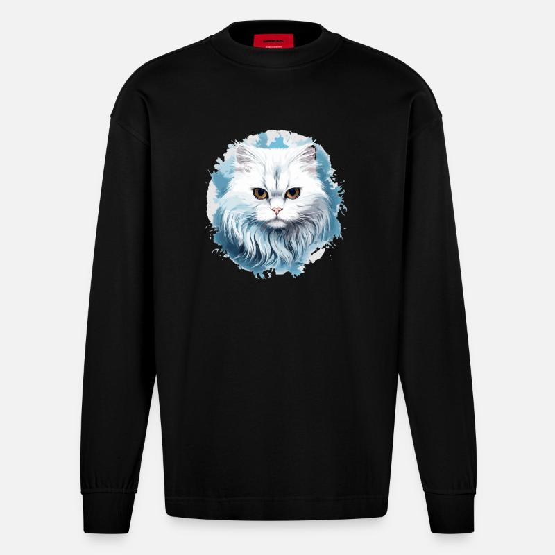Chat persan Perser Katze - Manches longues bio épais oversize fabriqué en UE - SOLID BLACK