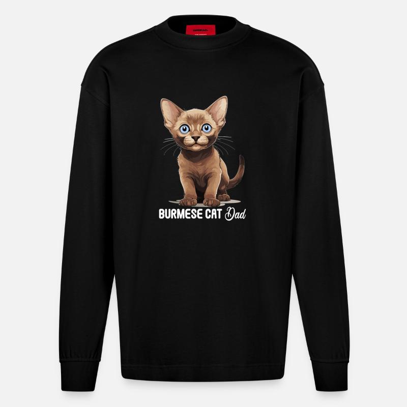 Chat birman Birmanie Katze - Manches longues bio épais oversize fabriqué en UE - SOLID BLACK