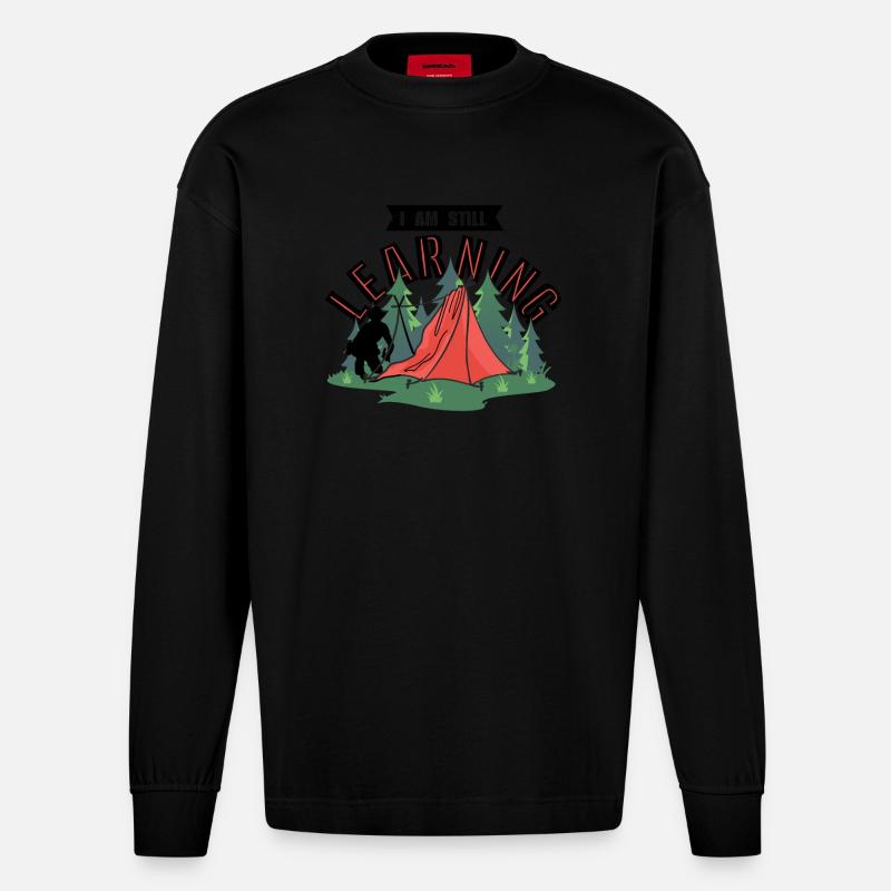I am still learning - Heavyweight Oversized Organic Langarmshirt Made in EU - SOLID BLACK