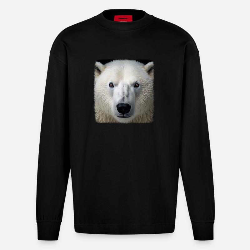Eisbären realistic Eisbär - Heavyweight Oversized Organic Langarmshirt Made in EU - SOLID BLACK