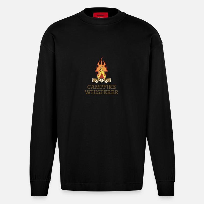 Campfire Whisperer - Heavyweight Oversized Organic Langarmshirt Made in EU - SOLID BLACK