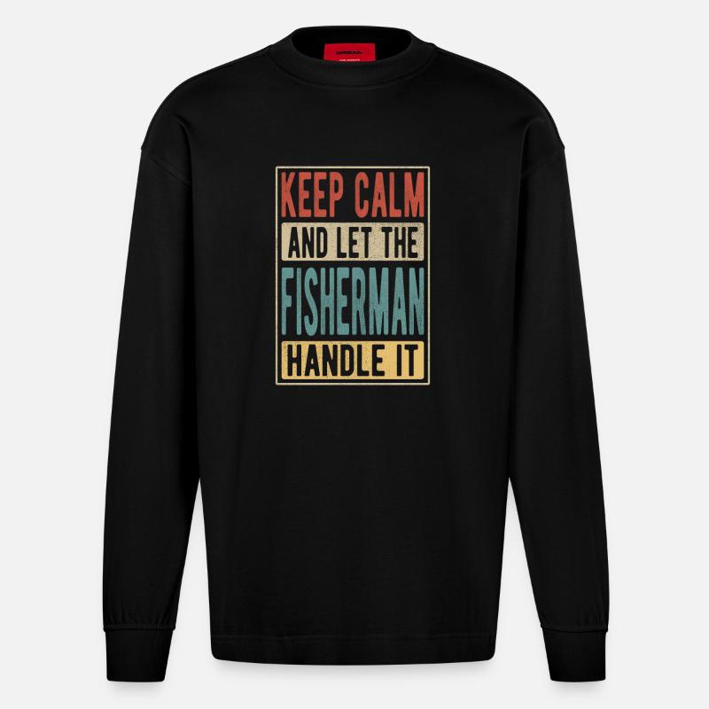 Fischer Retro Geschenk - Heavyweight Oversized Organic Langarmshirt Made in EU - SOLID BLACK