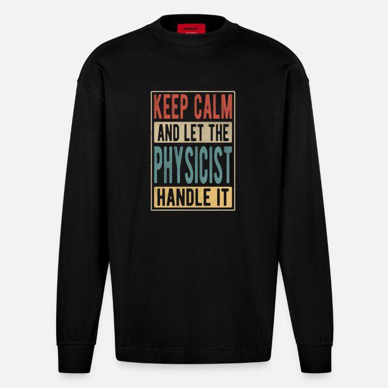 Physiker Retro Geschenk - Heavyweight Oversized Organic Langarmshirt Made in EU - SOLID BLACK