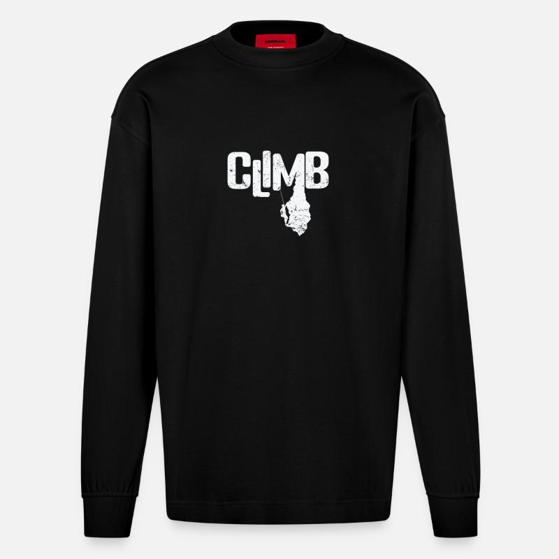 Climb Bouldern - Heavyweight Oversized Organic Langarmshirt Made in EU - SOLID BLACK