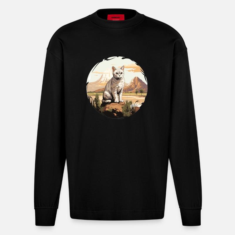 Burmilla Kätzchen Burmilla Katze - Heavyweight Oversized Organic Langarmshirt Made in EU - SOLID BLACK