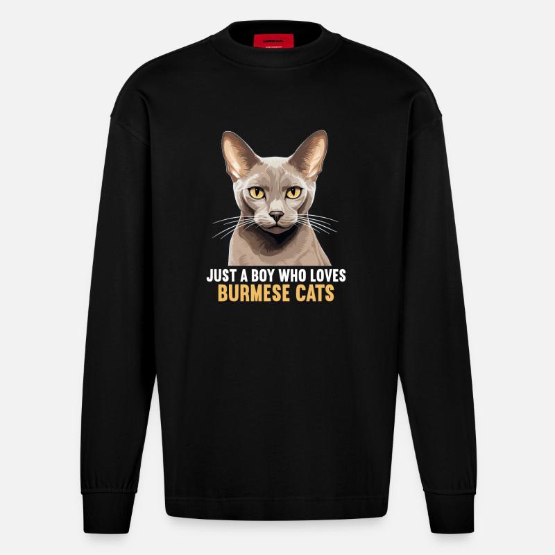 Chat birman Birmanie Katze - Manches longues bio épais oversize fabriqué en UE - SOLID BLACK