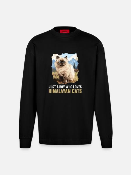 Himalaya kat Colourpoint Katze - Heavyweight oversized organic langærmet T-shirt made in EU - SOLID BLACK
