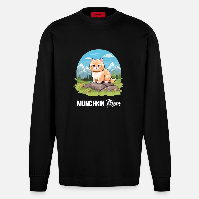 Munchkin Chaton Munchkin Chat - Manches longues bio épais oversize fabriqué en UE - SOLID BLACK
