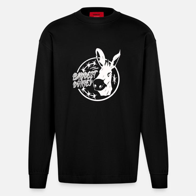 Der schlimmste Esel - Heavyweight Oversized Organic Langarmshirt Made in EU - SOLID BLACK