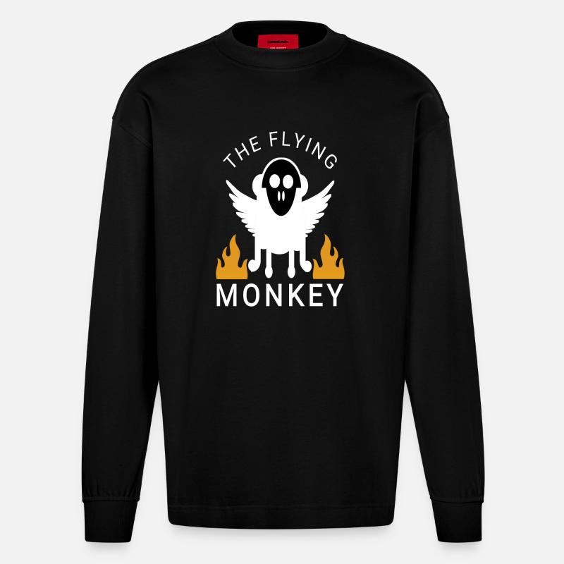 Le singe volant - Manches longues bio épais oversize fabriqué en UE - SOLID BLACK