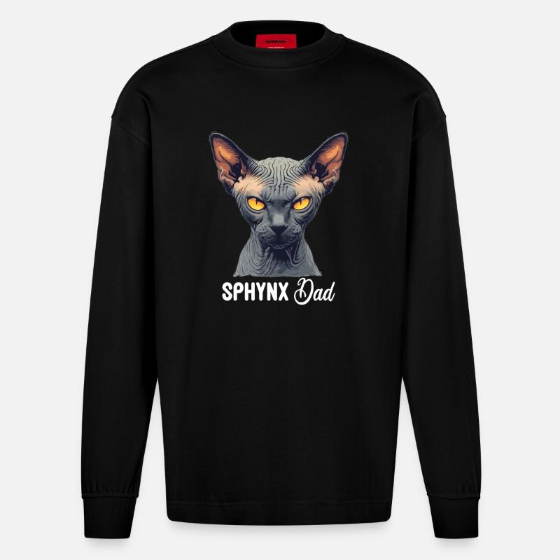 Sphynx Kitten Sphynx Cat - Heavyweight Oversized Organic Longsleeve Shirt Made in EU - SOLID BLACK