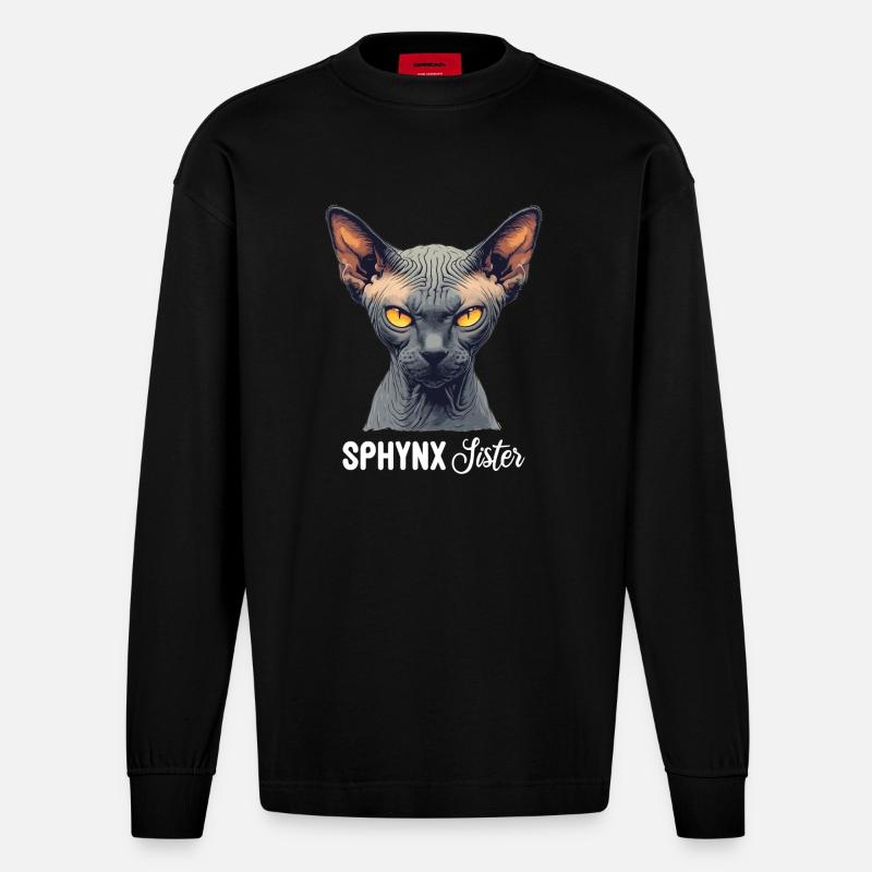Sphynx Kitten Sphynx Cat - Heavyweight Oversized Organic Longsleeve Shirt Made in EU - SOLID BLACK