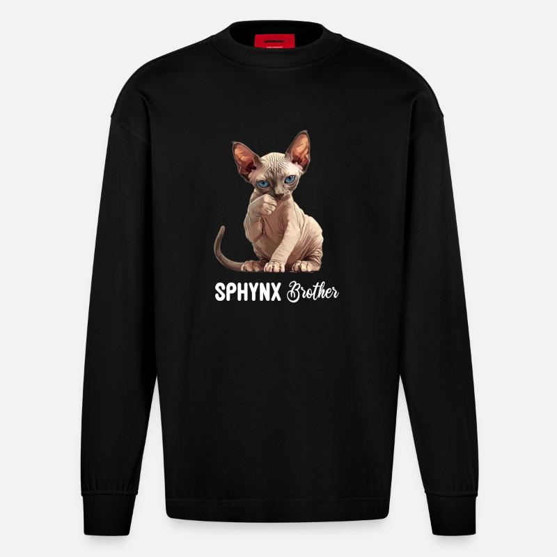 Sphynx Kitten Sphynx Cat - Heavyweight Oversized Organic Longsleeve Shirt Made in EU - SOLID BLACK