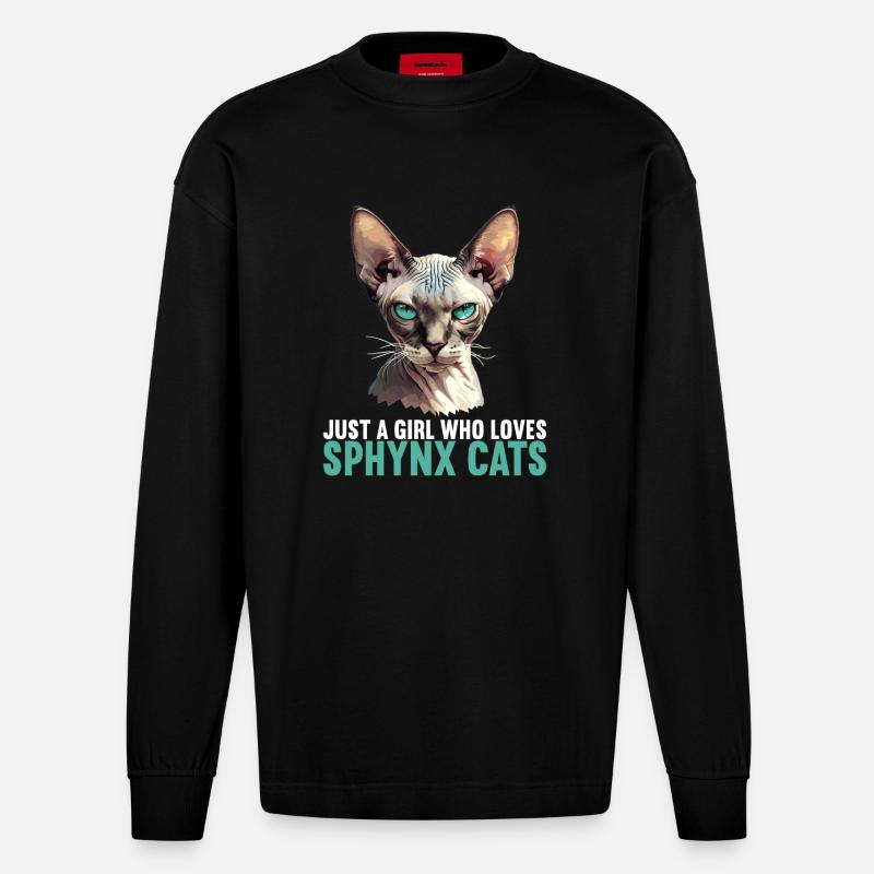 Chaton Sphynx Chat Sphynx - Manches longues bio épais oversize fabriqué en UE - SOLID BLACK