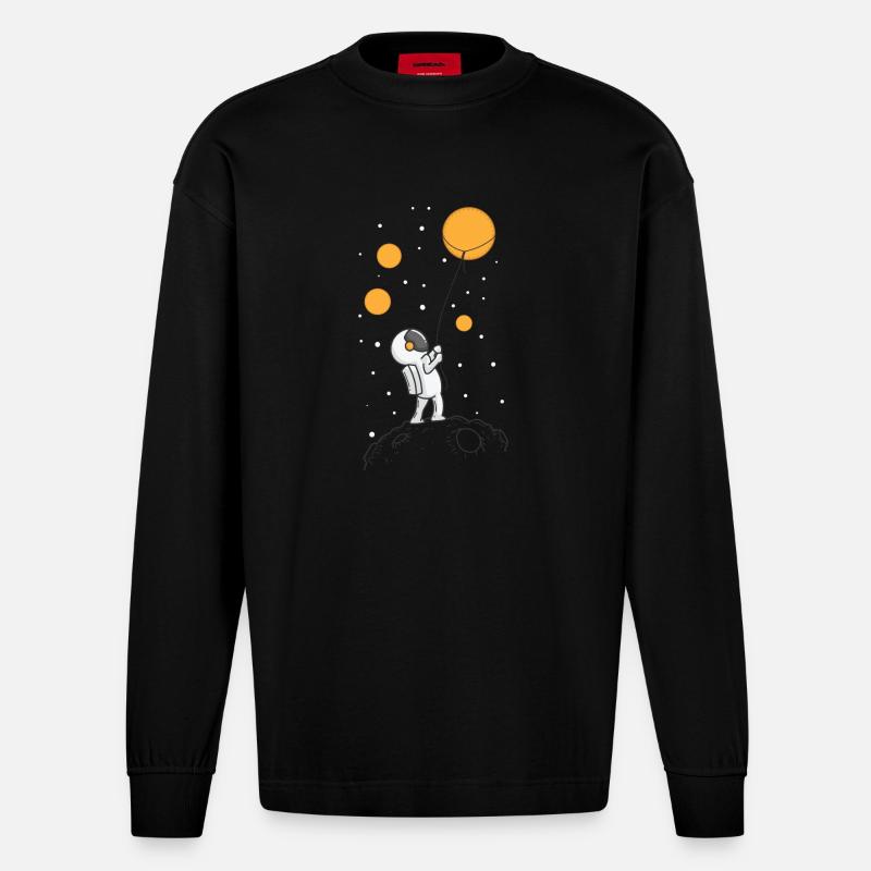 Astronaute dans l’espace lointain - Manches longues bio épais oversize fabriqué en UE - SOLID BLACK