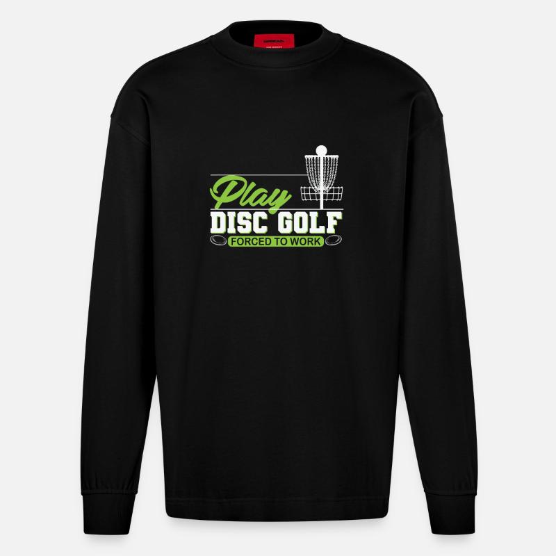 Play Disc Golf - Heavyweight Oversized Organic Langarmshirt Made in EU - SOLID BLACK