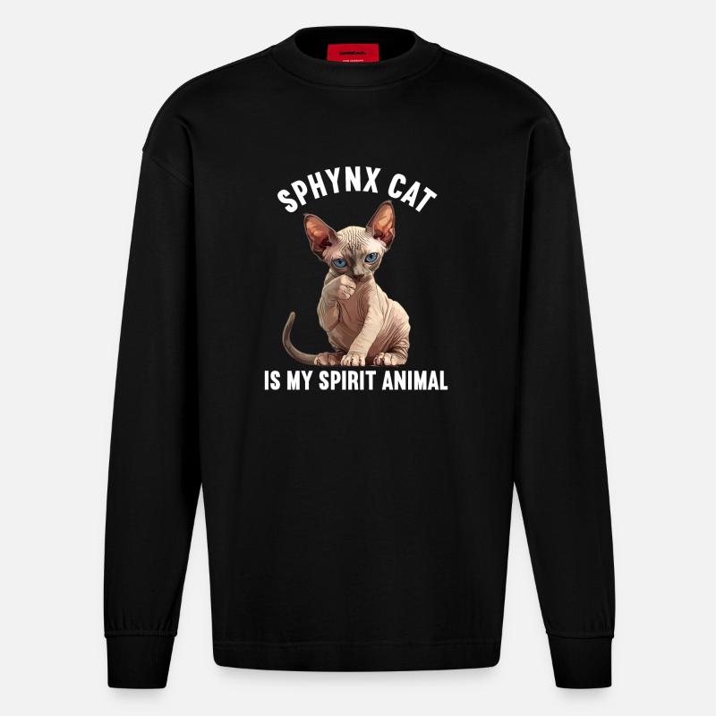 Sphynx Kätzchen Sphynx Katze - Heavyweight Oversized Organic Langarmshirt Made in EU - SOLID BLACK