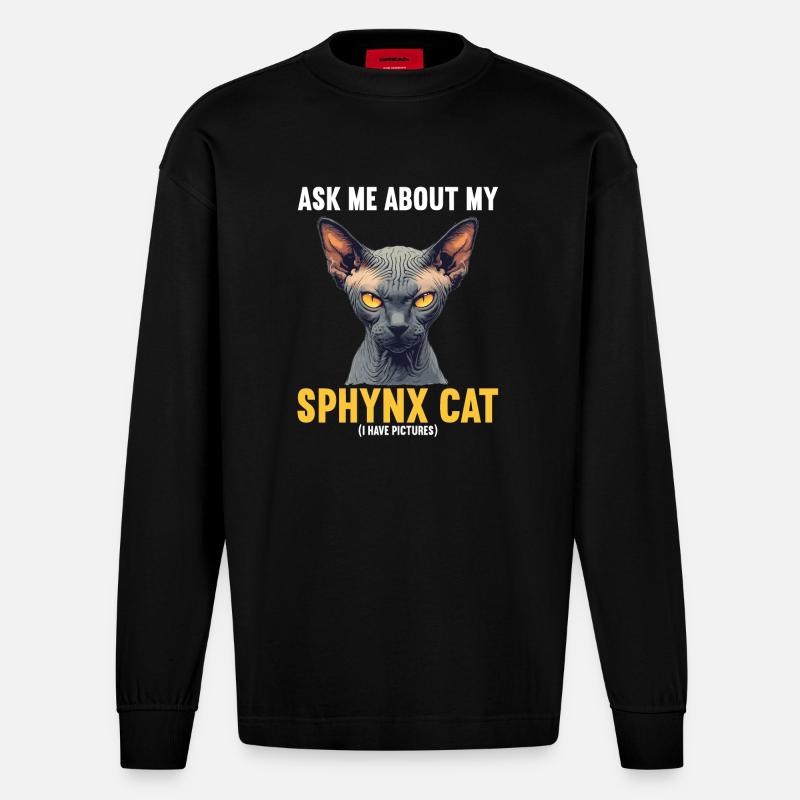 Chaton Sphynx Chat Sphynx - Manches longues bio épais oversize fabriqué en UE - SOLID BLACK