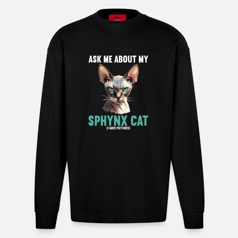 Chaton Sphynx Chat Sphynx - Manches longues bio épais oversize fabriqué en UE - SOLID BLACK