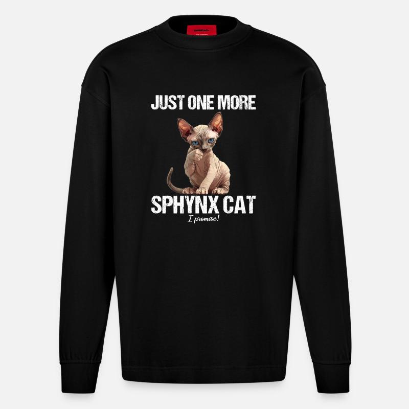 Sphynx Kitten Sphynx Cat - Heavyweight Oversized Organic Longsleeve Shirt Made in EU - SOLID BLACK