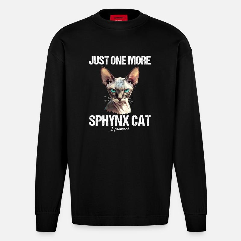 Sphynx Kätzchen Sphynx Katze - Heavyweight Oversized Organic Langarmshirt Made in EU - SOLID BLACK