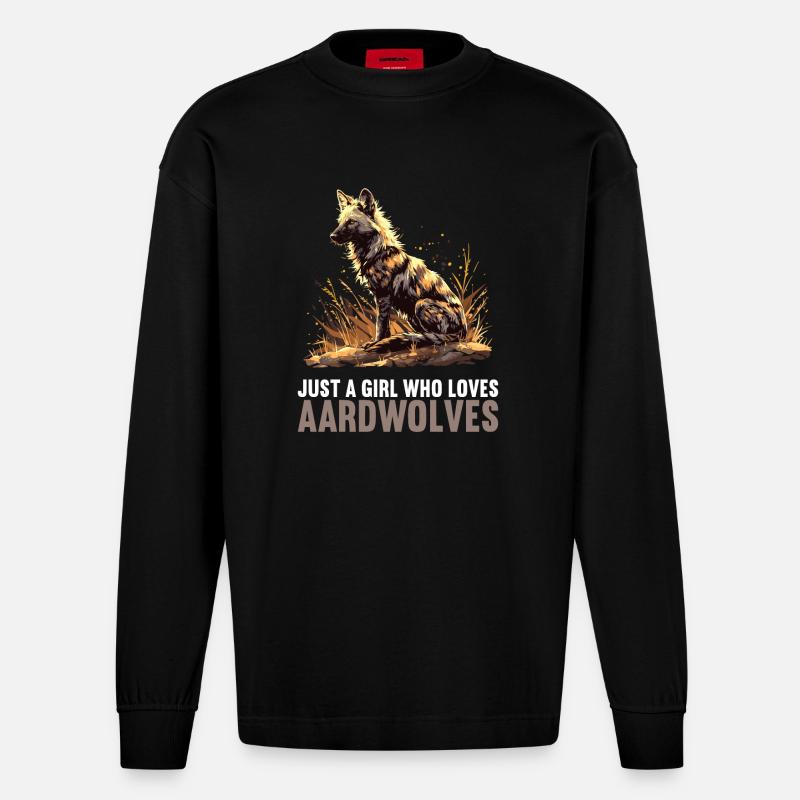 Loups d’Aardwolf - Manches longues bio épais oversize fabriqué en UE - SOLID BLACK