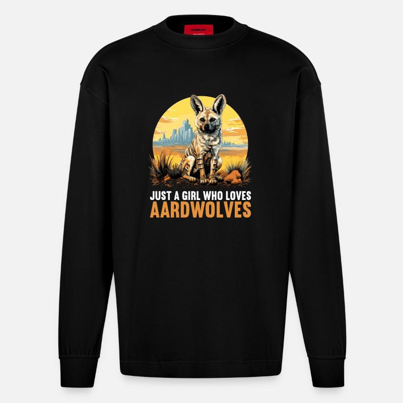 Loups d’Aardwolf - Manches longues bio épais oversize fabriqué en UE - SOLID BLACK