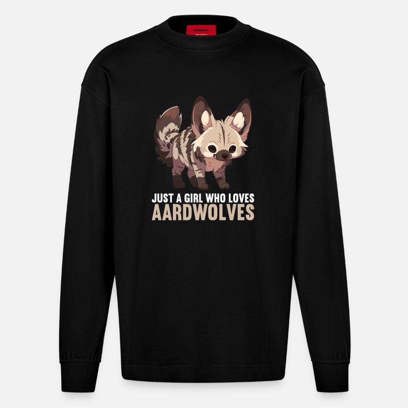 Loups d’Aardwolf - Manches longues bio épais oversize fabriqué en UE - SOLID BLACK