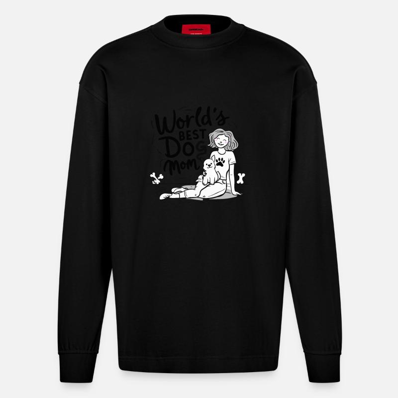 DIE BESTE HUNDEMUTTER DER WELT - Heavyweight Oversized Organic Langarmshirt Made in EU - SOLID BLACK