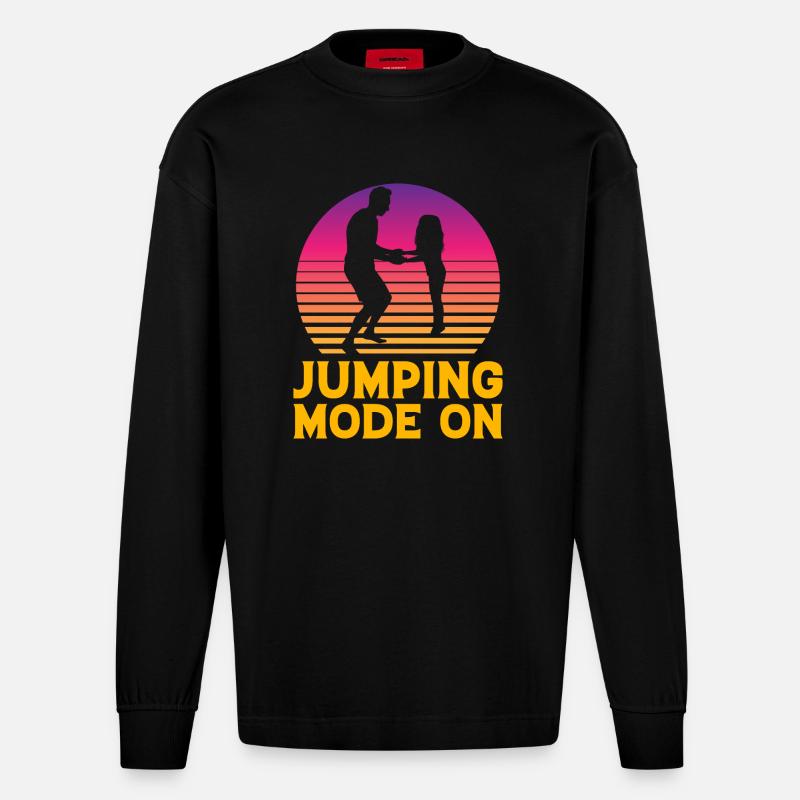 Mode Saut activé - Manches longues bio épais oversize fabriqué en UE - SOLID BLACK