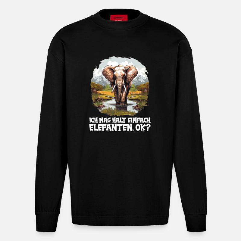 Éléphant Éléphant - Manches longues bio épais oversize fabriqué en UE - SOLID BLACK