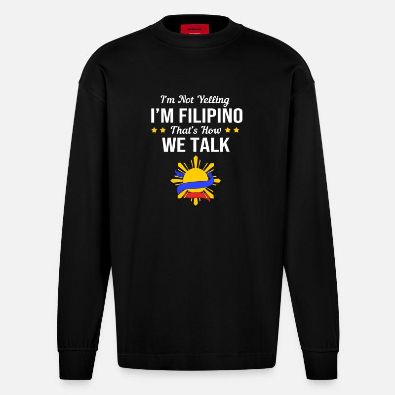 Philippinisch Philippinen - Heavyweight Oversized Organic Langarmshirt Made in EU - SOLID BLACK