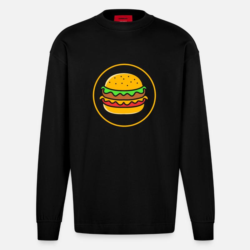 Cheeseburger - Heavyweight Oversized Organic Langarmshirt Made in EU - SOLID BLACK